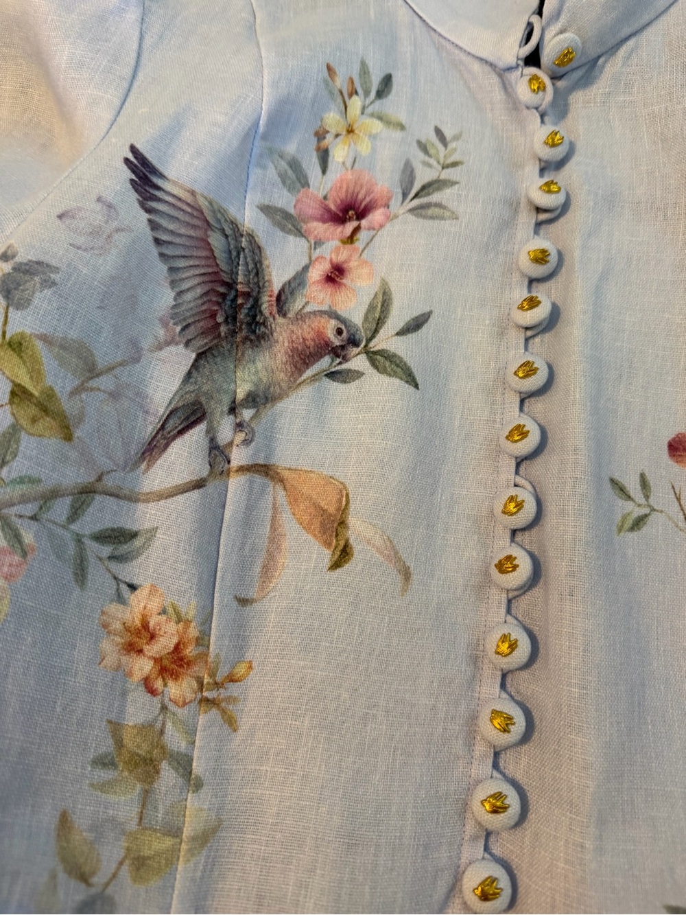 Zimmermann Rebellion Button Mini Dress with Pastel Tie Waist - Picture 8 of 9